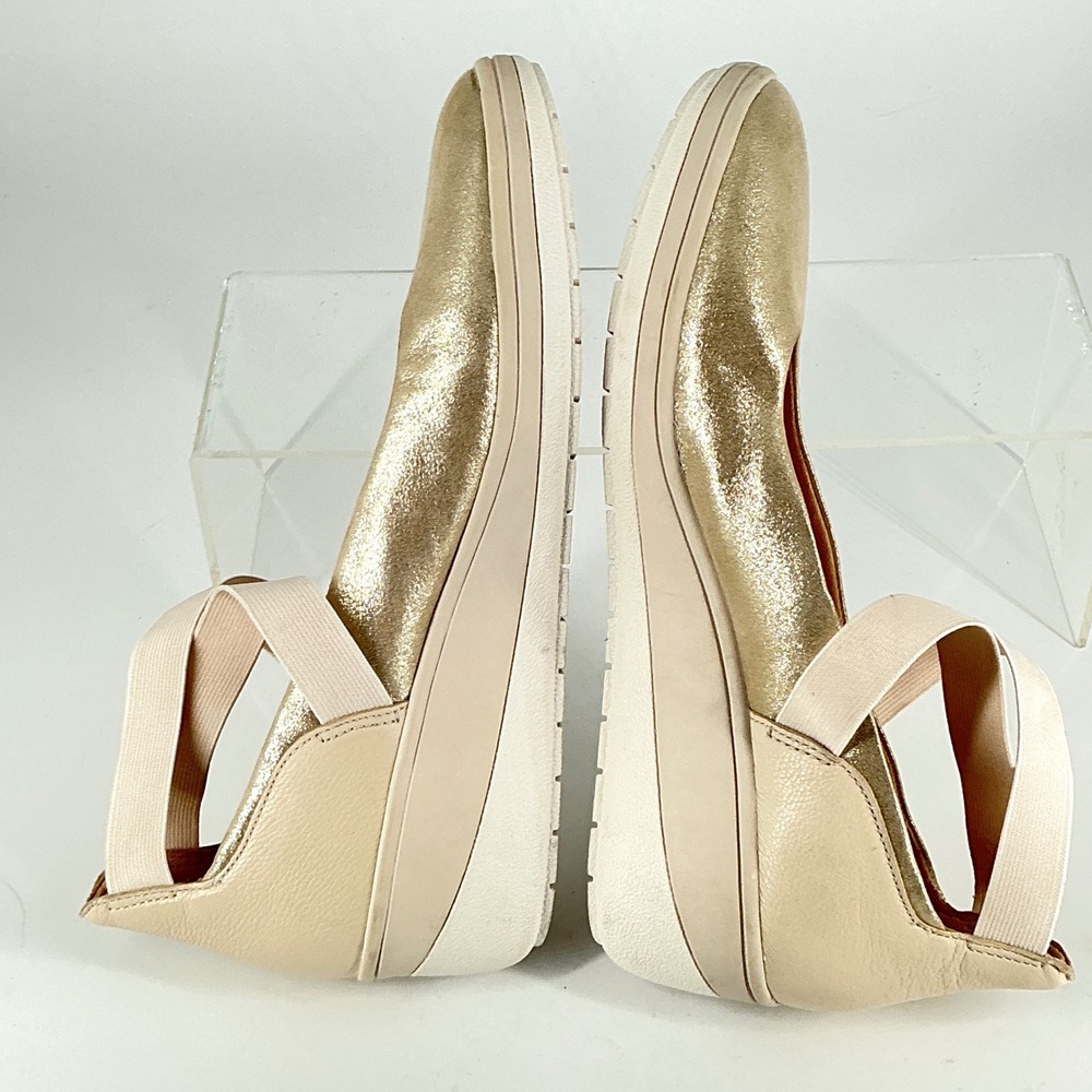 Vionic Size 9 Gold Leather Elastic Ankle Strap Wedge Sneakers NEW Ellery‎ $116 - Picture 7 of 12